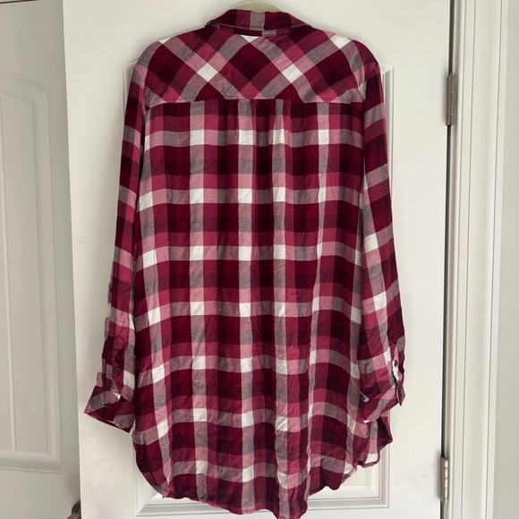 Cato Red and White Plaid Button-Up Shirt - Picture 5 of 7